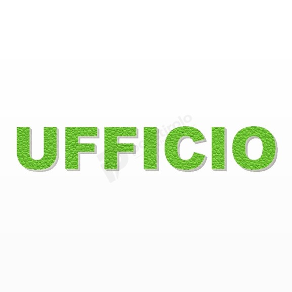 UFFICIO scritta in polistirolo - Arial - Verde - Senza base