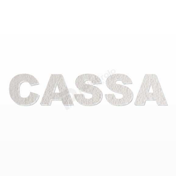 CASSA scritta in polistirolo - Arial - Bianco - Senza base