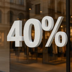 Scritta 40% in Polistirolo per Saldi - Personalizzabile