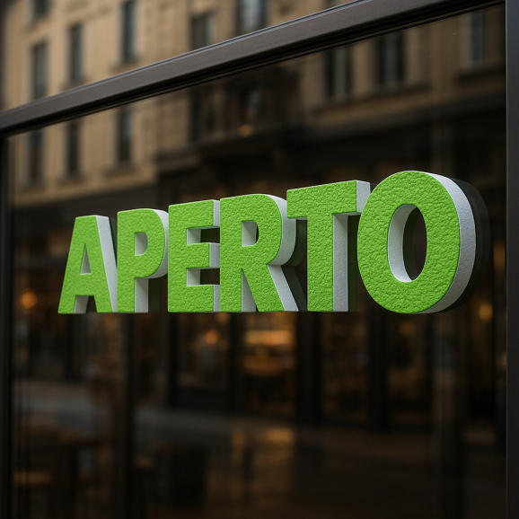 Scritta APERTO in polistirolo per negozi e...