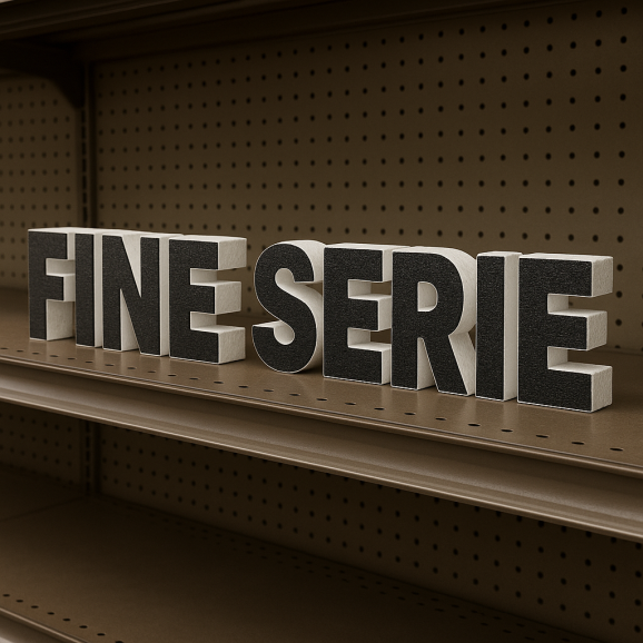 Scritta FINE SERIE in Polistirolo per Promozioni