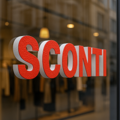 Scritta SCONTI in Polistirolo per Negozi e Vetrine