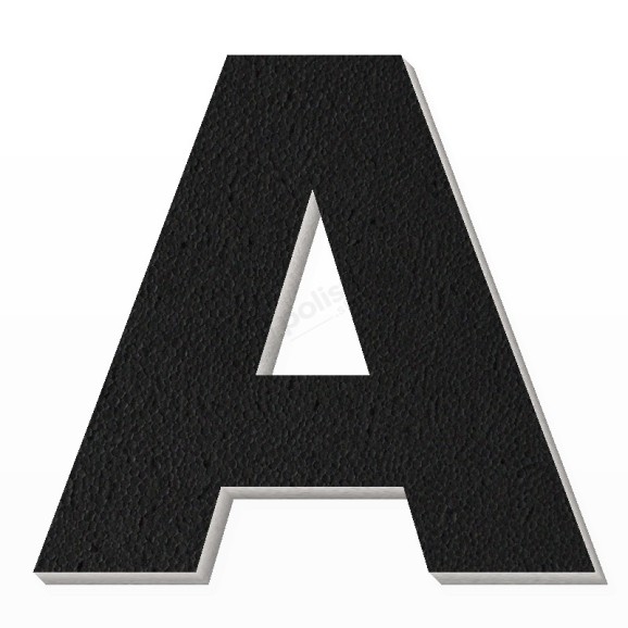 Lettera A in polistirolo - Arial - Nero
