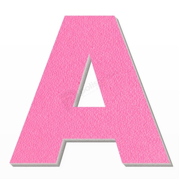 Lettera A in polistirolo - Arial - Rosa