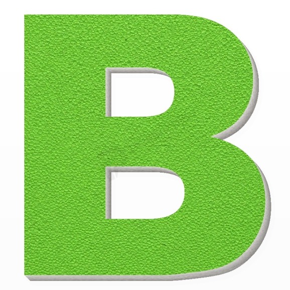 Lettera B in polistirolo - Arial - Verde