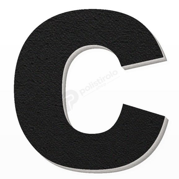Lettera C in polistirolo - Arial - Nero