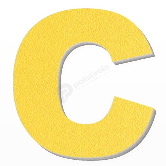 Lettera C in polistirolo - Arial - Giallo