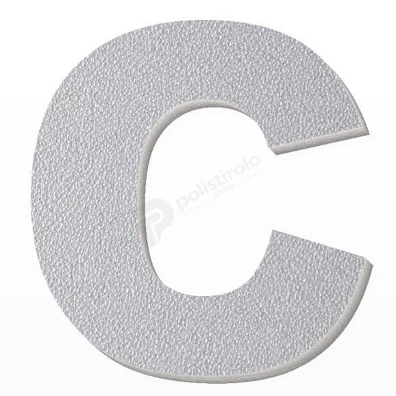 Lettera C in polistirolo - Arial - Argento