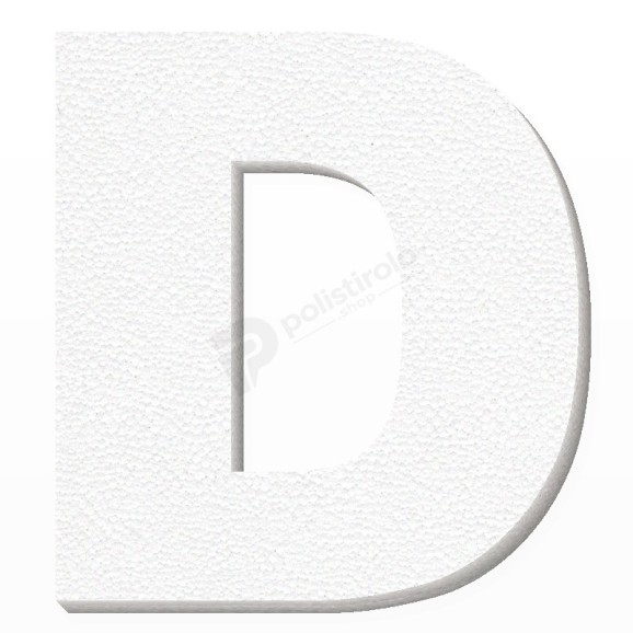 Lettera D in polistirolo - Arial - Bianco