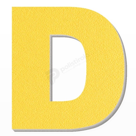 Lettera D in polistirolo - Arial - Giallo