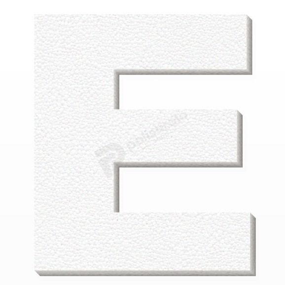 Lettera E in polistirolo - Arial - Bianco
