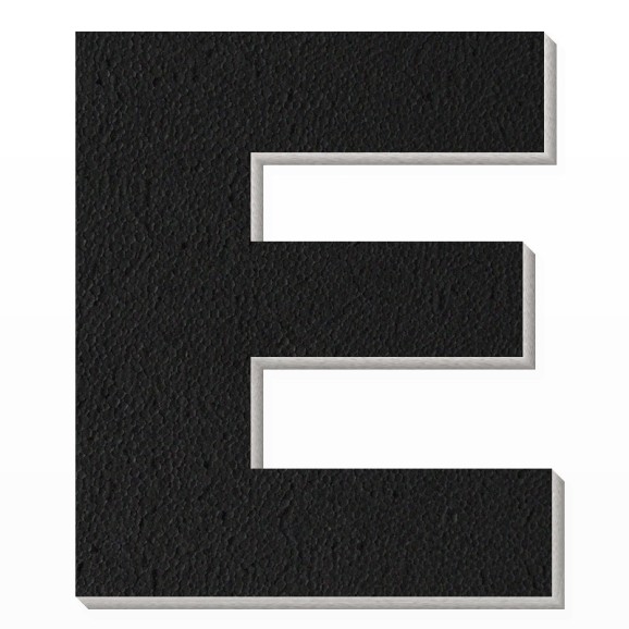 Lettera E in polistirolo - Arial - Nero