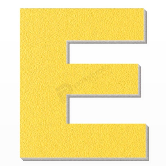 Lettera E in polistirolo - Arial - Giallo