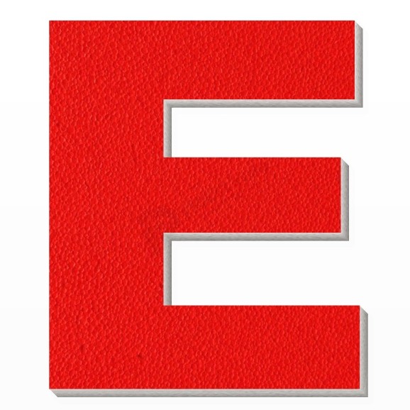 Lettera E in polistirolo - Arial - Rosso