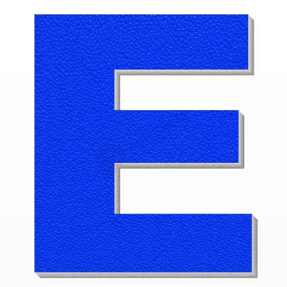 Lettera E in polistirolo - Arial - Blu