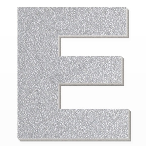 Lettera E in polistirolo - Arial - Argento
