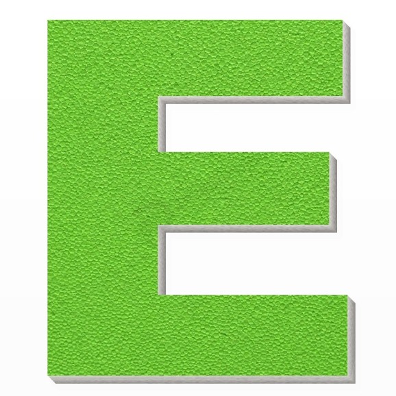 Lettera E in polistirolo - Arial - Verde