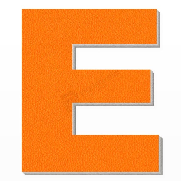Lettera E in polistirolo - Arial - Arancione
