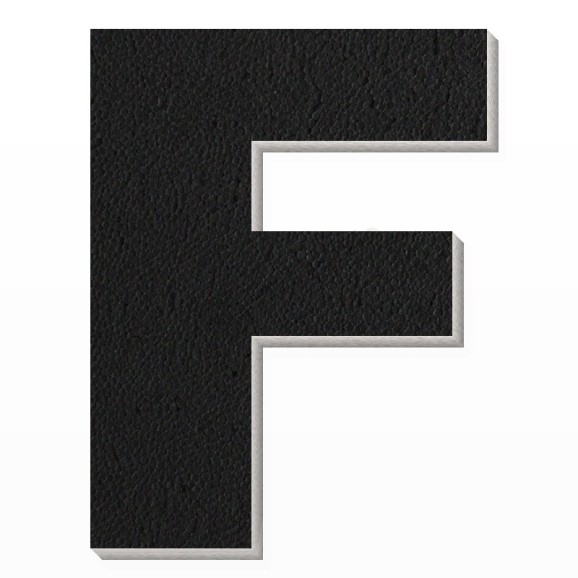 Lettera F in polistirolo - Arial - Nero