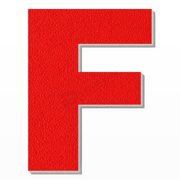 Lettera F in polistirolo - Arial - Rosso
