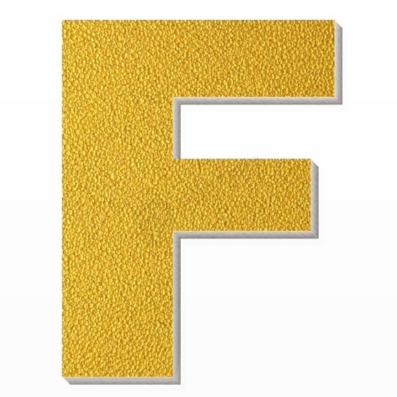 Lettera F in polistirolo - Arial - Oro