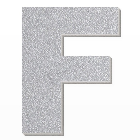 Lettera F in polistirolo - Arial - Argento