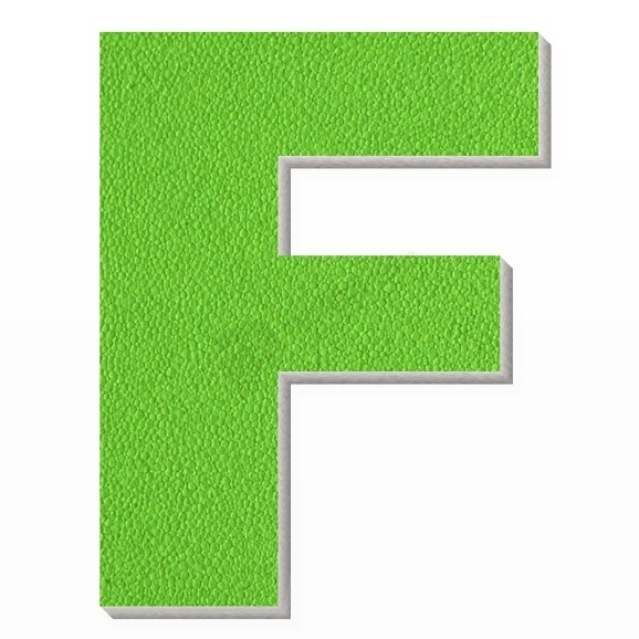 Lettera F in polistirolo - Arial - Verde