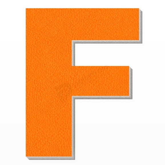 Lettera F in polistirolo - Arial - Arancione
