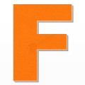 Lettera F in polistirolo - Arial - Arancione