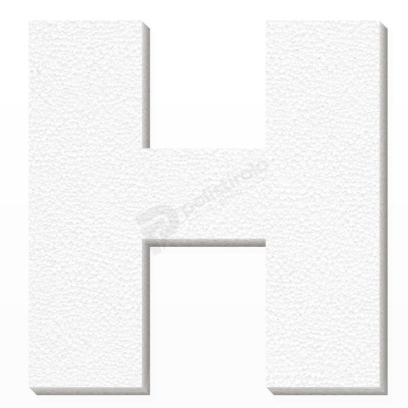 Lettera H in polistirolo - Arial - Bianco