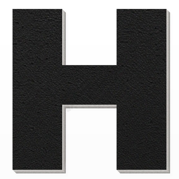 Lettera H in polistirolo - Arial - Nero