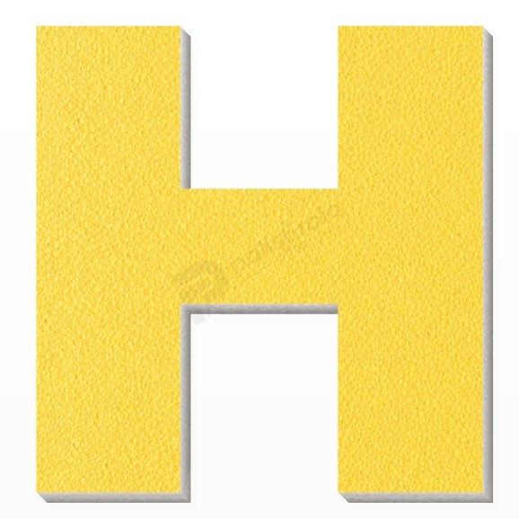 Lettera H in polistirolo - Arial - Giallo