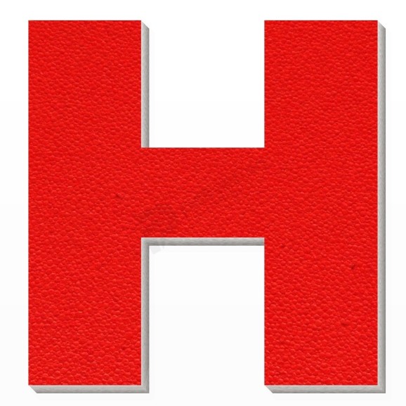 Lettera H in polistirolo - Arial - Rosso