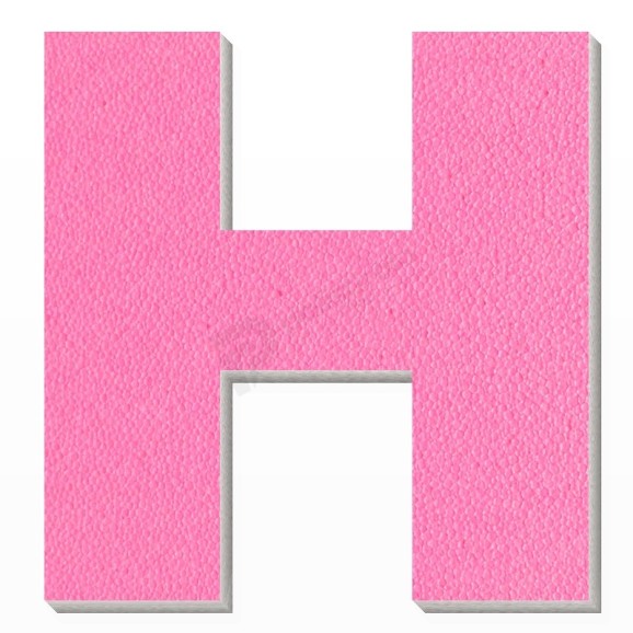 Lettera H in polistirolo - Arial - Rosa