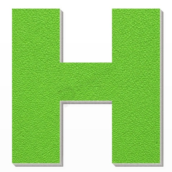 Lettera H in polistirolo - Arial - Verde