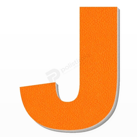 Lettera J in polistirolo - Arial - Arancione