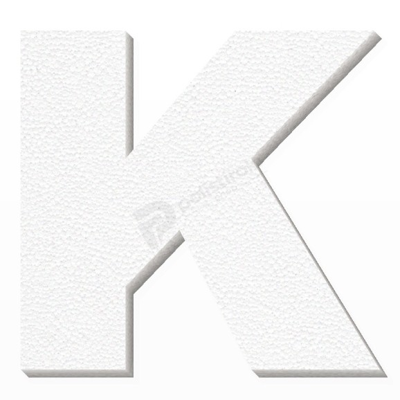 Lettera K in polistirolo - Arial - Bianco