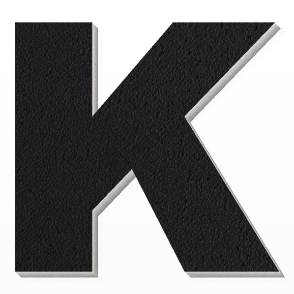 Lettera K in polistirolo - Arial - Nero
