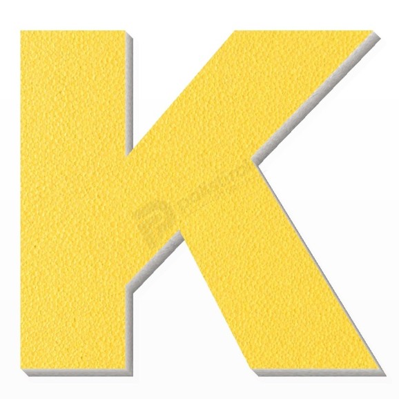 Lettera K in polistirolo - Arial - Giallo