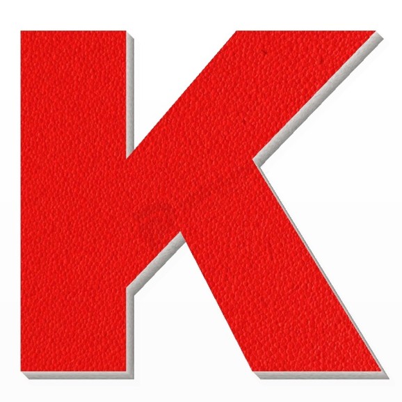 Lettera K in polistirolo - Arial - Rosso
