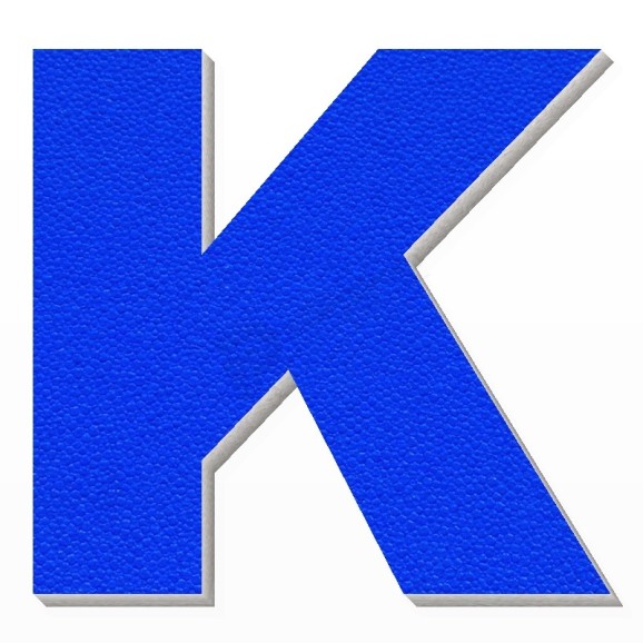 Lettera K in polistirolo - Arial - Blu