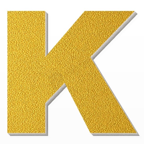 Lettera K in polistirolo - Arial - Oro