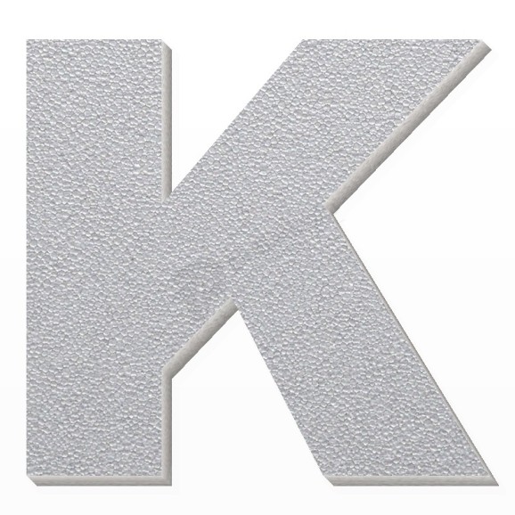 Lettera K in polistirolo - Arial - Argento