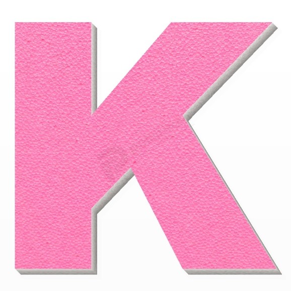Lettera K in polistirolo - Arial - Rosa