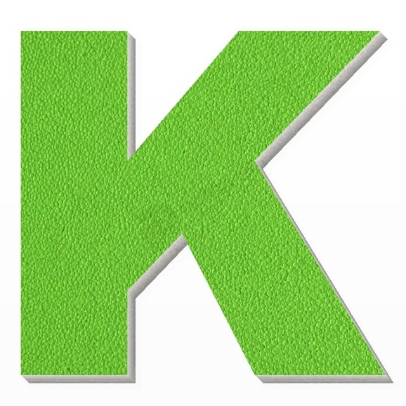Lettera K in polistirolo - Arial - Verde