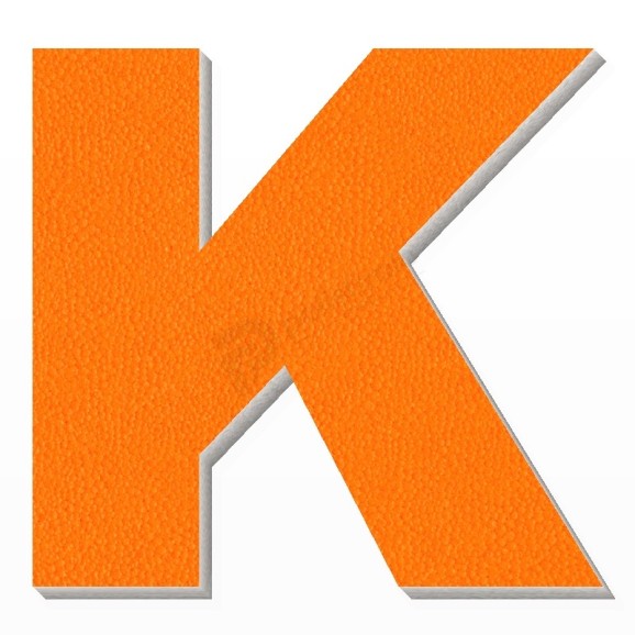 Lettera K in polistirolo - Arial - Arancione