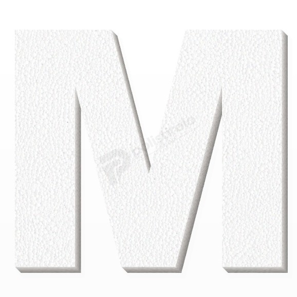 Lettera M in polistirolo - Arial - Bianco