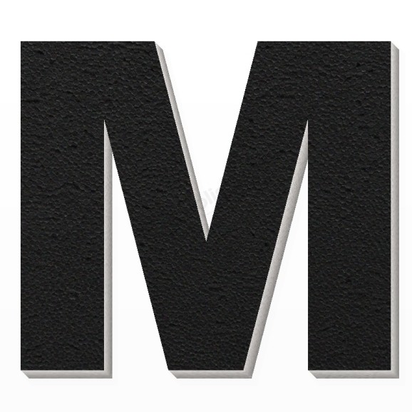 Lettera M in polistirolo - Arial - Nero