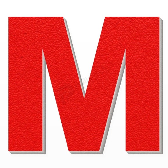 Lettera M in polistirolo - Arial - Rosso