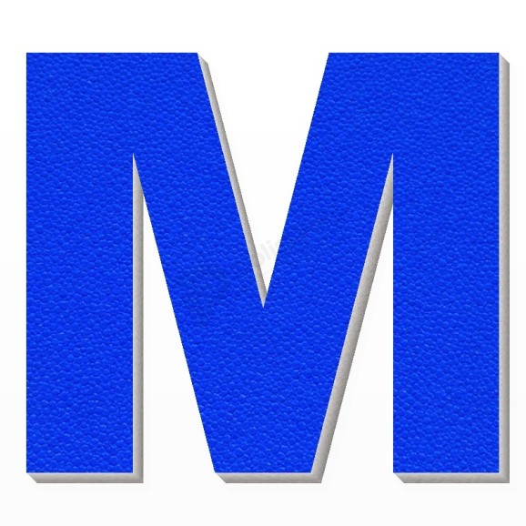 Lettera M in polistirolo - Arial - Blu